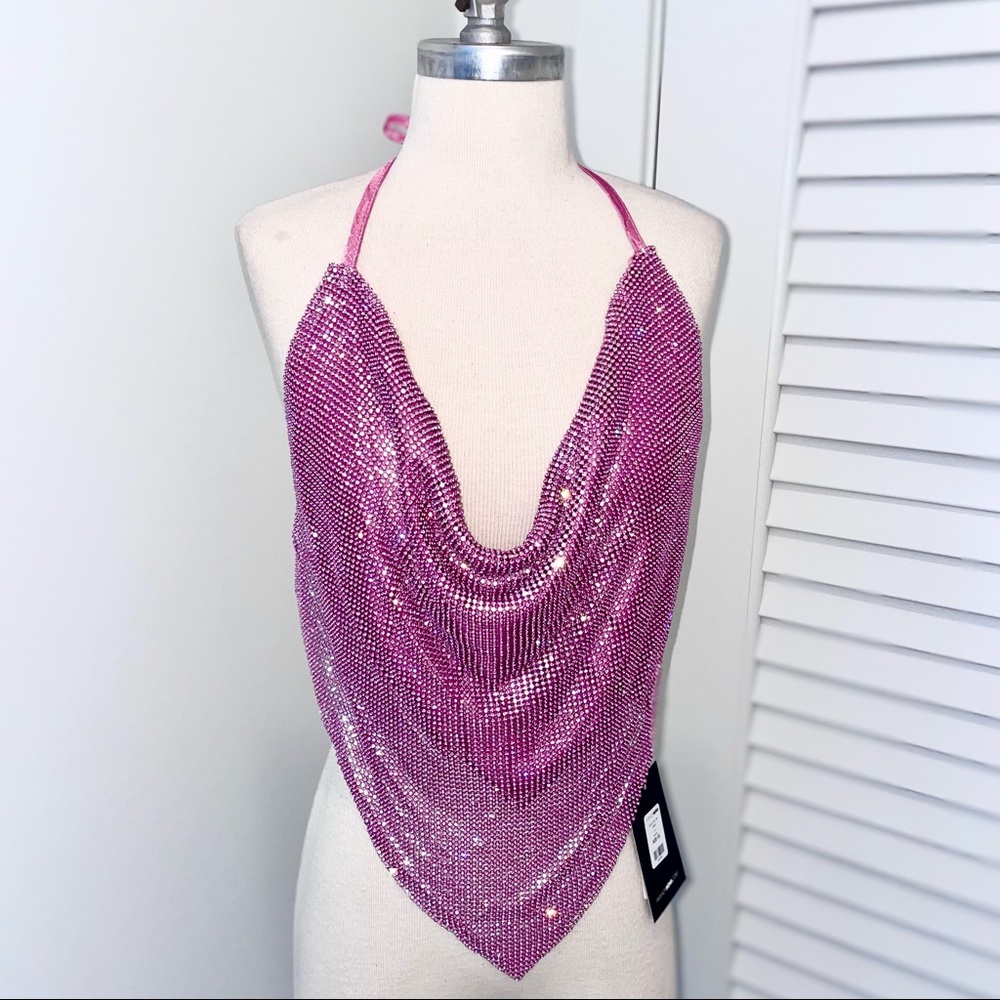 NWT Pink rhinestone halter top